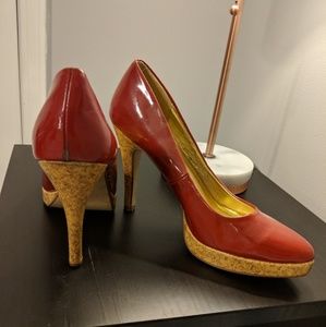 Red Patent Leather& Cork Heels